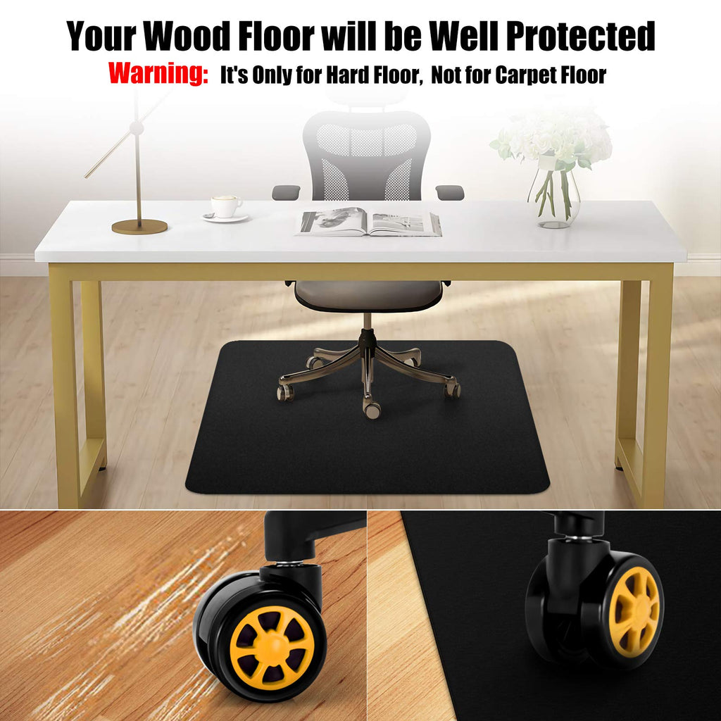 Kuyal Chair mat for Hardwood Floor 36 x 48 inches Rectangle Floor Mats Wood/Tile Protection Mat for Office & Home, Black
