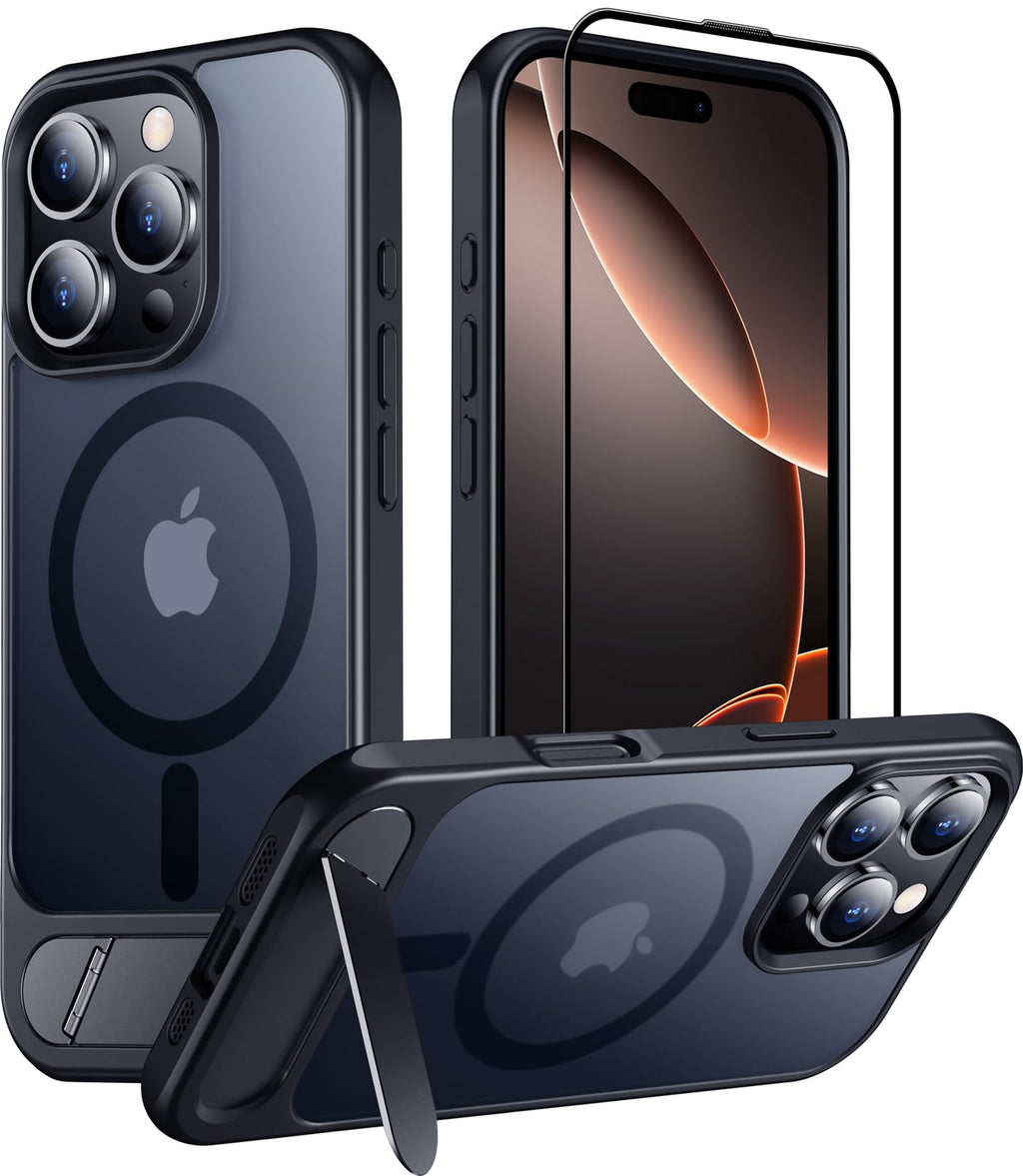 Temdan Magnetic Compatible with iPhone 16 Pro Max Case, [Built-in Invisible Kickstand][Compatible with MagSafe] [Military Grade Shockproof] Slim Translucent Matte Phone Case for iPhone 16 Pro Max 6.9"