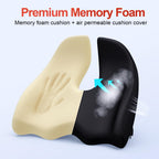 Benazcap Memory Seat Cushion for Office Chair Ergonomic Cushions Pad Pillow for Pressure Relief Sciatica & Pain Relief Memory Foam for Long Sitting for Gaming Chair and Car Seat Black