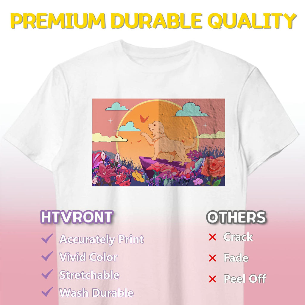 HTVRONT Heat Transfer Paper for Light T Shirts -100 Sheets 8.5x11" Iron on Transfer Paper for Inkjet Printer, Stretchable & Durable Printable Heat Transfer Vinyl, Easy to Use