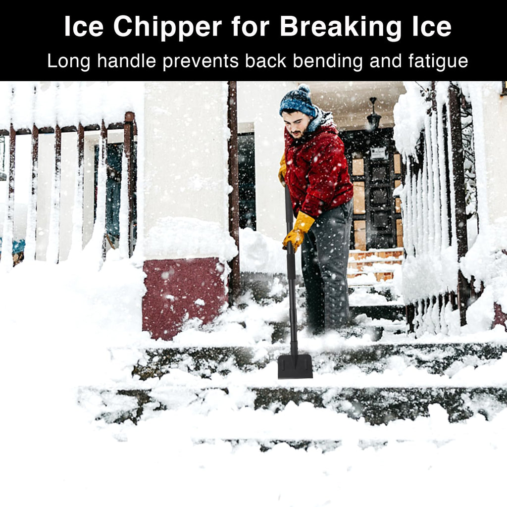 Ice Chopper for Driveway, Stainless Steel Ice Floor Scraper Long Handle Heavy Duty, Ice Snow Shovel Blower for Car, 30-60"