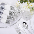 Supernal 30 Pack Silver Plastic Silverware,Rolled Plastic Silverware,Pre Rolled Napkins with Plastic Cutlery Set,Wrapped Plastic Cutlery Set with Napkin,Silver Plastic Forks,Disposable Dinnerware Set