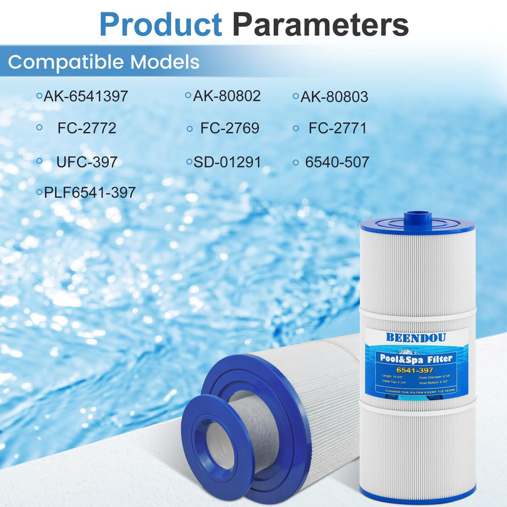 Beendou 6541-397 Pool Spa Filter Cartridge,Compatible with Sundance Spa Filter 880 Series, Outer Filter # 6473-165 with Inner Filter # 6473-164,80 sq,880 Spa Filter,Sundance 880 Spa Filter