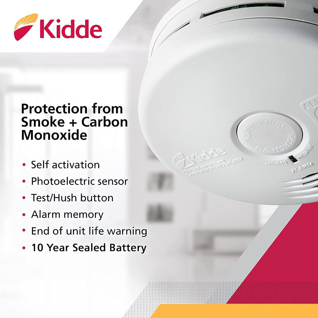 Kidde Smoke Detector & Carbon Monoxide Detector Combo with 10-Year Battery, 2 Pack
