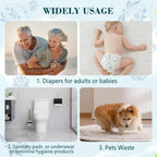 Large Adult Diaper Disposal Bags (18’’x23’’),96 Pcs, Fresh Scented, Elderly Waste Disposal, Baby Diapers Trash Bags, Sanitary Product Disposal at Home and Travel, Blue