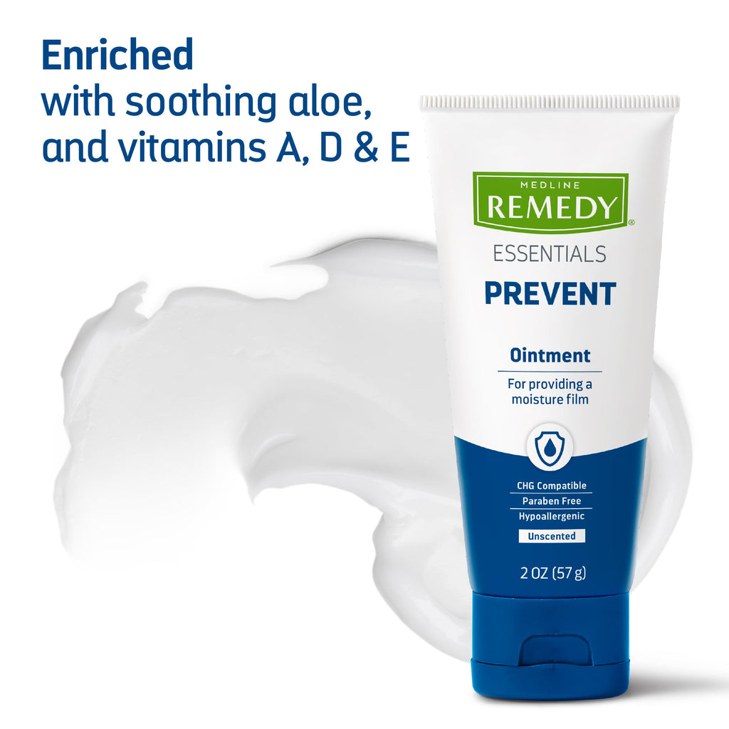 Medline Soothe & Cool Moisture Barrier Ointment, with Vitamins A, D & E and Aloe, Unscented, 2-oz Tube (Pack of 12)
