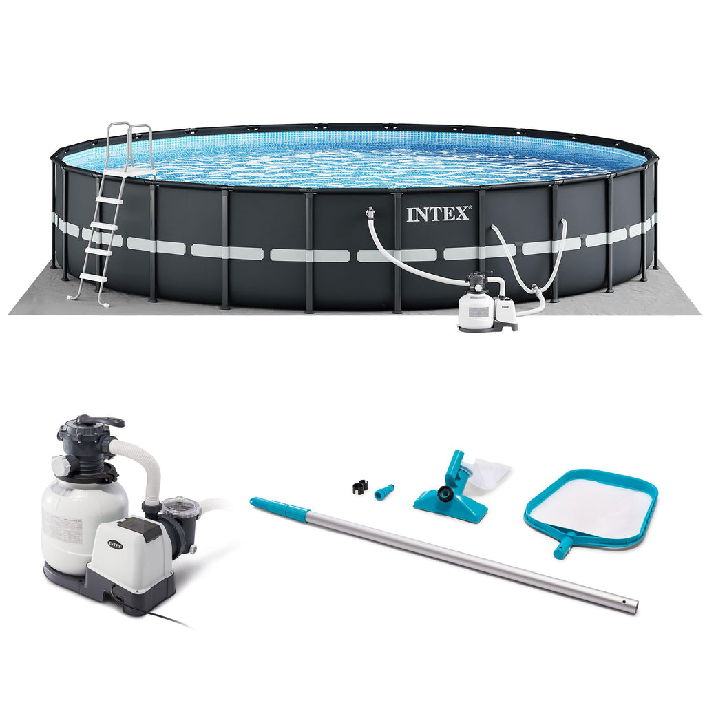 INTEX 26329EH Ultra XTR 18ft x 52in Above Ground Swimming Pool Set with Sand Filter Pump and Cleaning Maintenance Kit
