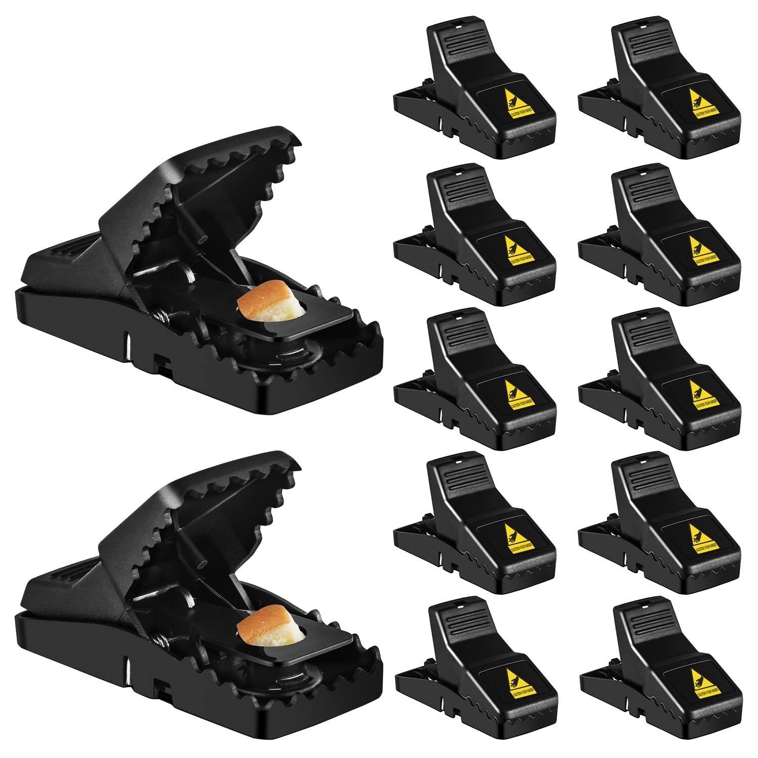 Mouse Trap, Small Mice Trap Indoor Quick Effective Sanitary Safe Mouse Catcher for Family and Pet - 12 Pack Black, M01-12Pack