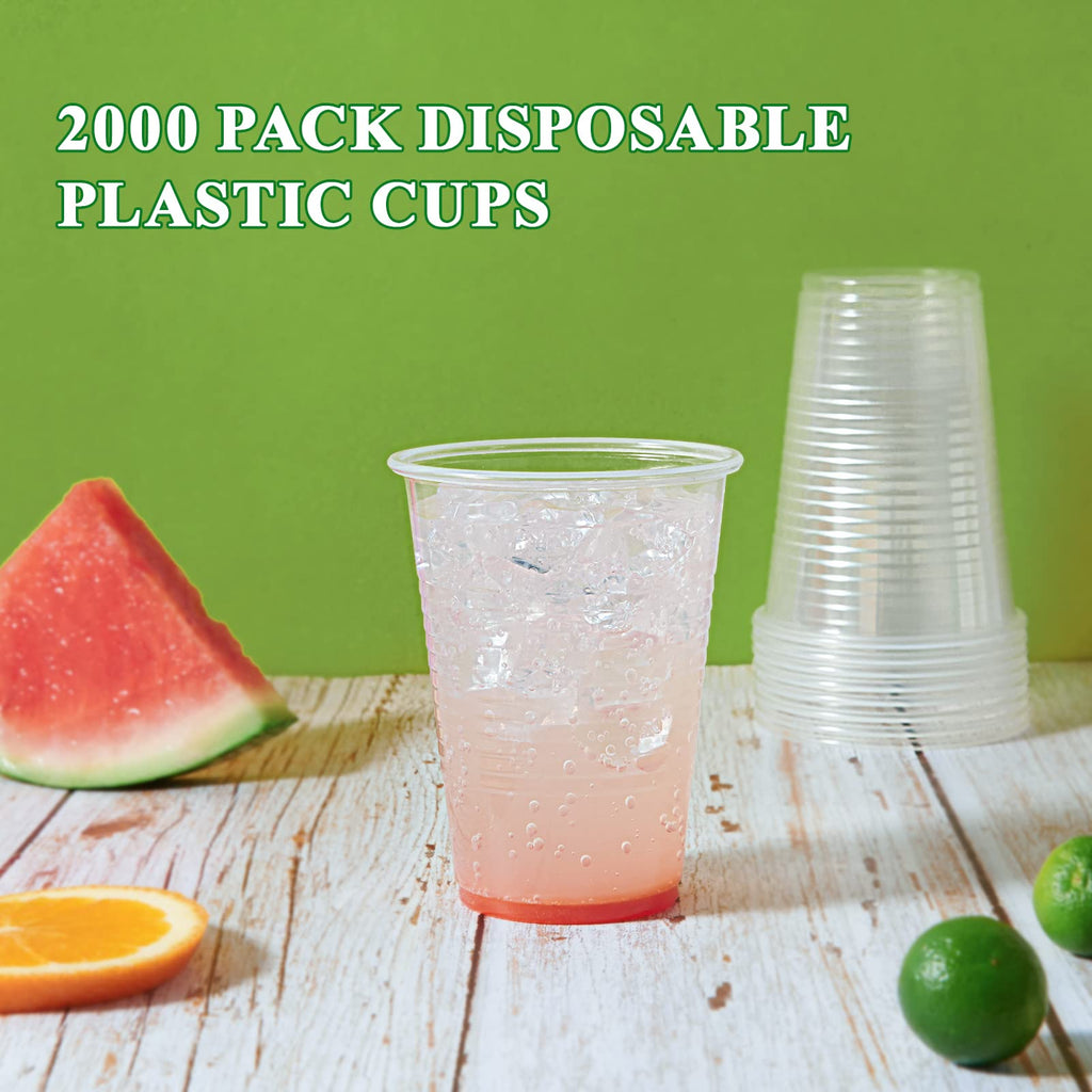 Vplus 2000 Pack 7 OZ Clear Plastic Cups, Disposable Plastic Cups, 7 Ounce Cold Party Drinking Cups for Wedding Thanksgiving Christmas Party