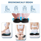 Juuwan Memory Foam Seat Cushion for Office Chair Pressure Relief Sciatica & Tailbone Pain Relief Memory Foam Coccyx Cushion for Long Sitting, for Home Chair, Gaming and Car Seat Cushion