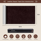JDLUGH Sofa Leather Repair Patch Tape 15x60 Inch Large Self Adhesive Leather Sofa, Car Seat, Leather Furniture, Vinyl Repair Patch Kit (15x60 Inch, Brownish brown2.0)