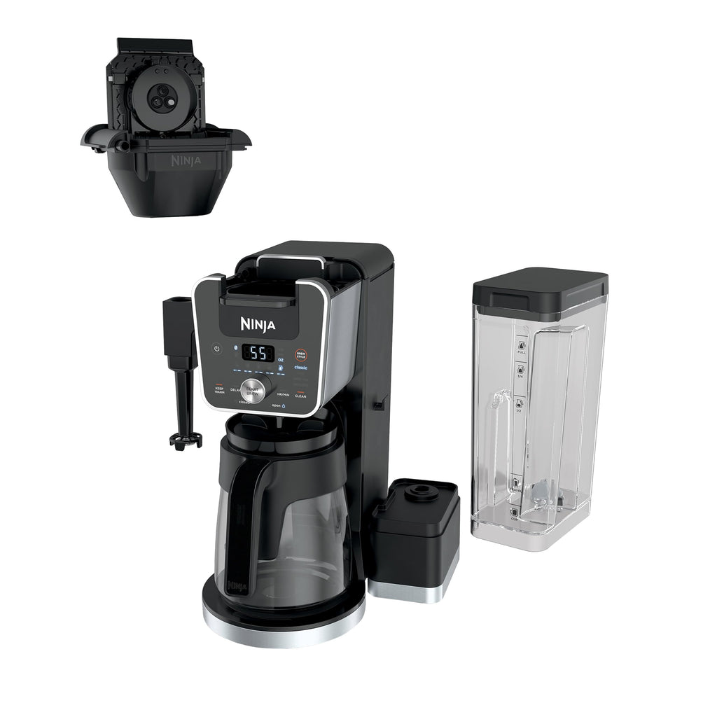 NINJA CFP451CO DualBrew System 14-Cup Coffee Maker, Single-Serve Pods & Grounds, 4 Brew Styles, Built-In Fold Away Frother, 70-oz. Water Reservoir & Carafe, Black (Renewed)