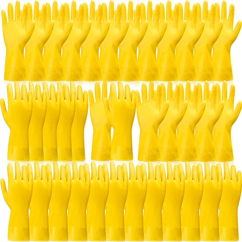 Gandeer 36 Pair Reusable Household Gloves Rubber Dishwashing Gloves Long Kitchen Cleaning Gloves for Dishes Clean Gardening(Yellow)