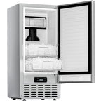 EUHOMY Under Counter Nugget Ice Maker Machine, 70Lbs/Day, Bulit-in Freestanding Ice Maker with Double Ice Baskets, Self-Cleaning & 24H Timer Ice Machine, for Home Use(Silver)