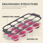 BRONYPRO Silicone Muffin Pans for Baking with Metal Frame, Egg Bite Molds, Cupcake Pans 12 Regular Size, Muffin Tins Easy to Pop Nonstick Non Toxic Bakeware for Oven,Rose Pink