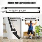 7ft Staircase Handrail for Indoor Stairs, Modern Hand Railings Grab Bar Kit with Black Finished, Non-Slip Wall Mount Decking Railings for Elderly and Children (84inch / 7ft, Black)