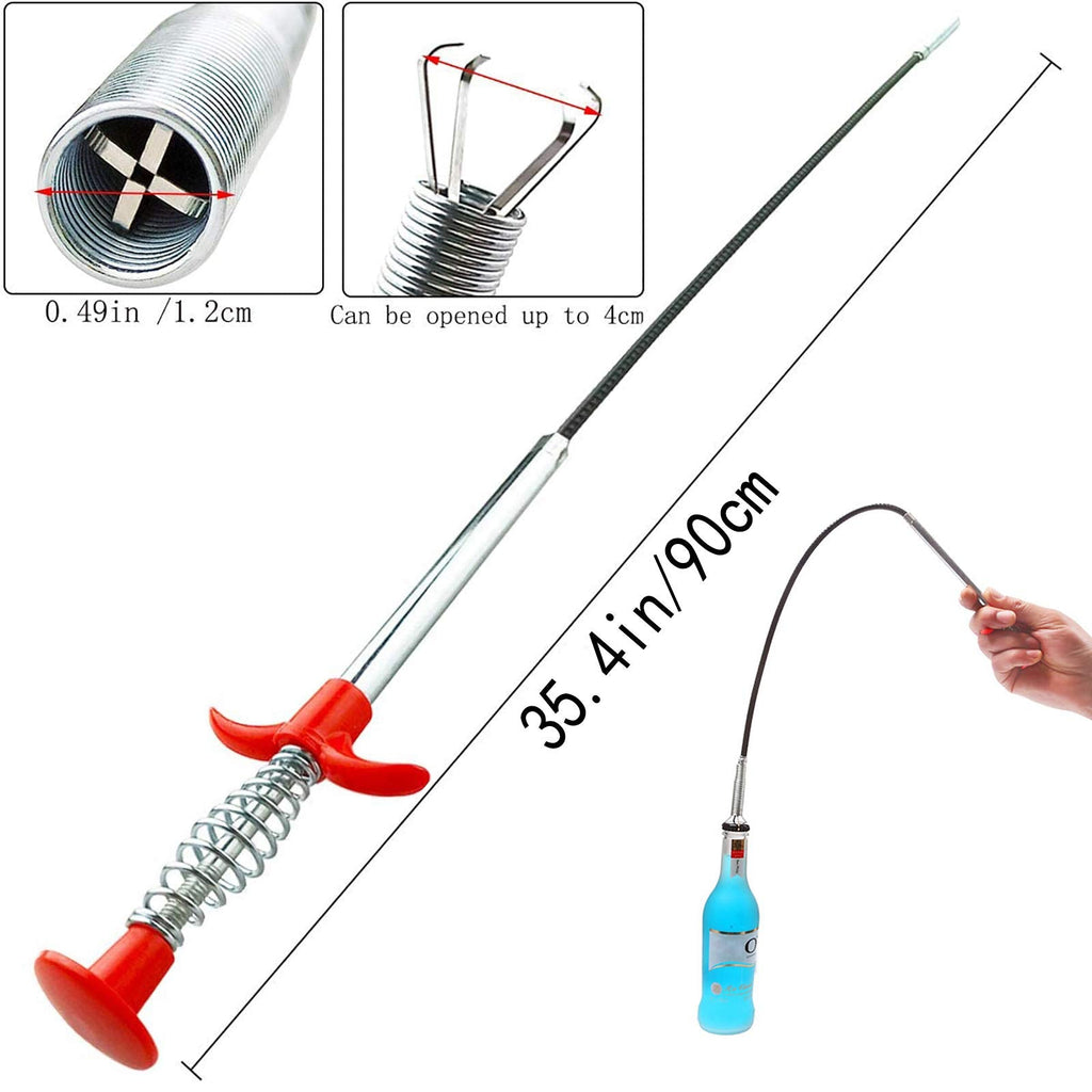 Drain Snake, Drain Clog Remover - Gutter Cleaning Tools Drain Cleaner for Toilet Sewer Shower Kitchen Bathroom Tub Clogged Drains Opener Cleaning Tool, Flexible Grabber Claw Pick Up Reacher (35 inch)