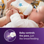 Philips Avent Natural Baby Bottles with Natural Response Nipples (Medium Flow, Flow 3), with Seahorse and Starfish Design, 9oz, 4-Pack, SCY903/68