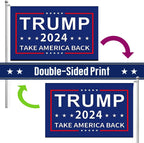 Trump 2024 Flag 3x5 Donald Trump 2024 Take America President Back Flags Made in USA Outdoor Double Sided 3 Ply Heavy Duty Banner with 2 Brass Grommets UV protection Fade Resistant for Indoor Outdoor