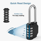 Puroma 4 Pack 2.6 Inch Long Shackle Combination Lock 4 Digit Outdoor Waterproof Padlock for Hasp Locker Lock, Sports Locker, Fence, Gate, Toolbox, Case, Hasp Storage, Cabinets (Black)