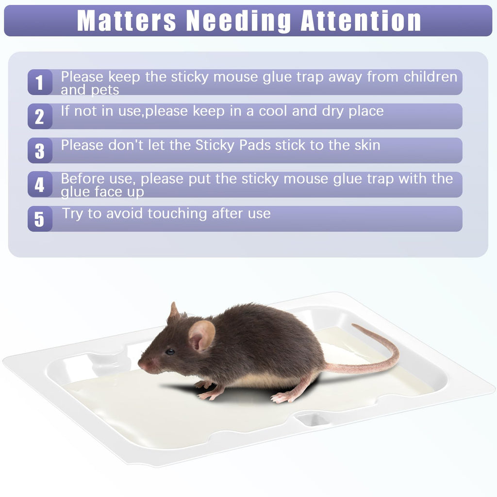 Qualirey 24 Pack Baited Glue Traps Sticky Mouse Trap Rat Traps Indoor Rodent Killer Baited Trays Rat Mouse Exterminator Plastic Sticky Non Toxic Mice Trap for Home Indoor Outdoor Mice Rats Rodent