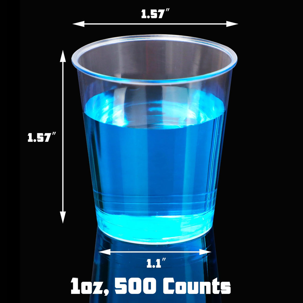 Zcaukya 500 Shot Glasses, 1oz Clear Plastic Disposable Hard Cups, Mini Cups Great Container for Sauce, Sample Tasting, Jello Shots, Pudding