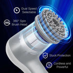 Electric Spin Scrubber, Power Scrubber Cordless Electric Shower Scrubber for Cleaning with LED Display, for Bathroom, Tub, Kitchen Stove, Tile Grout with 4 Brush Heads (Gray)
