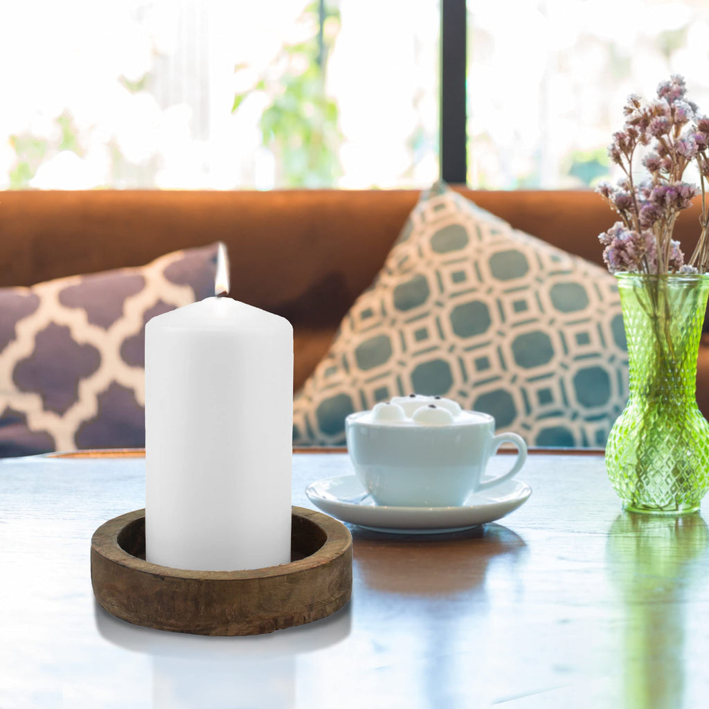 Stonebriar 6 Count Tall 3 x 6 Inch 65 Hour Long Burning Unscented White Wax Pillar Candles