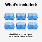 Braun Clean & Renew Refill Cartridges CCR, Replacement Shaver Cleaner Solution for Clean&Charge Cleaning System, Pack of 6