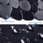 Webos Bath Shower Mat Non Slip: Extra Large Pebble Bathtub mat for Kids, Elderly, Anti Slip Shower Matt with Drain Holes Suction Cups Tub Mat - 16 X 40 Inch Black
