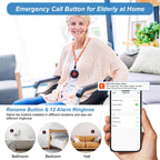 WiFi Caregiver Pager System Wireless Call Button Life Alert Systems Call Bell Fast Help Panic Button for Elderly Patient Seniors Disabled 2 Emergency Button 2 Receiver (only Supports 2.4GHz Wi-Fi)