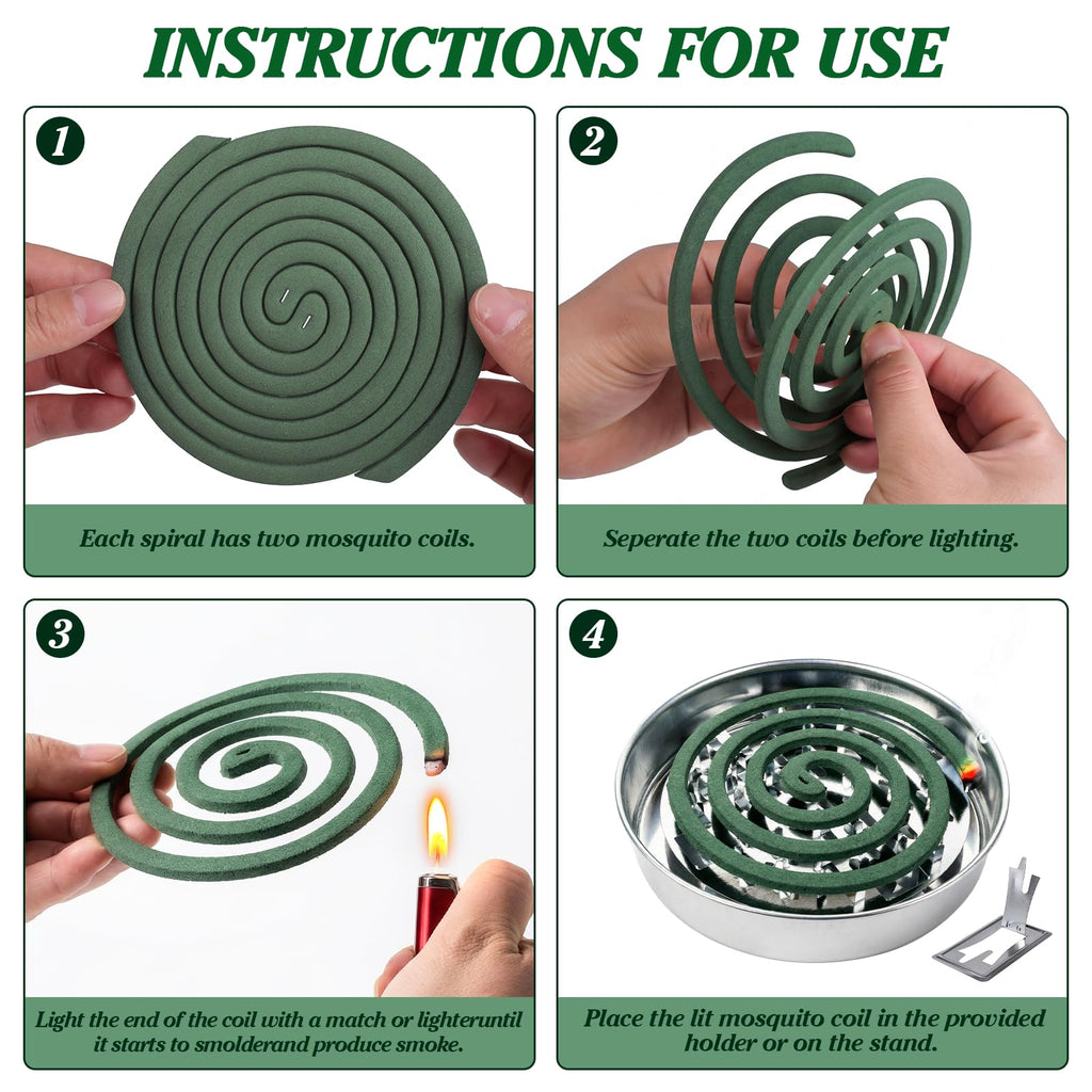 USKICH 40 Mosquito Coils | Mosquito Coils Outdoor Use Reaches up to 10 Fee (Contains 2 Holders & 4 Stands)