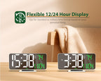 Neasroe Digital Alarm Clock, 6.7" Mirror Clocks Large Numbers LED Display for Bedrooms - Auto Dimmer, Time and Date, Room Temperature, Snooze, 12/24 Hour for Teens, Elderly, USB Powered(White)