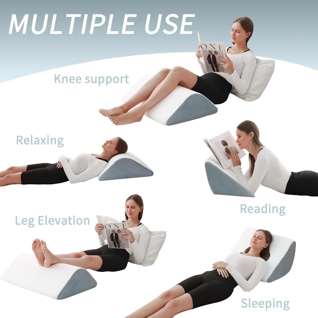Ziiyllean Wedge Pillow for Knee Bed Wedge Pillow for Sleeping, Wedge Pillows for After Surgery Leg Pillow for Sciatica Back Knee Hip Ankles Back Pain Relief