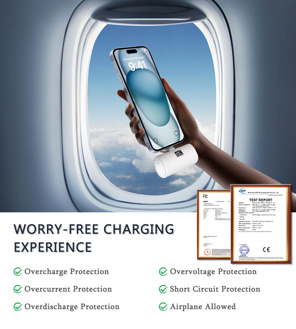 LENUTO Portable Charger for iPhone 15 16 Power Bank, 6000mAh USB-C Portable Phone Charger with Fast Charging (20W), Mini Battery Pack for iPhone 15 Pro/15 Plus/15 Promax/Samsung/Huawei Andriod - White