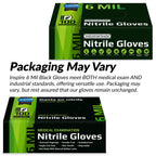 Inspire HEAVY DUTY 6Mil ORIGINAL Quality Stretch Nitrile Gloves Black Disposable Latex Free | Food, Industrial, Mechanic Tattoo (6Mil Black, Small)