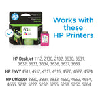 HP 63XL Tri-color High-yield Ink | Works with HP DeskJet 1112, 2130, 3630 Series; HP ENVY 4510, 4520 Series; HP OfficeJet 3830, 4650, 5200 Series | Eligible for Instant Ink | F6U63AN