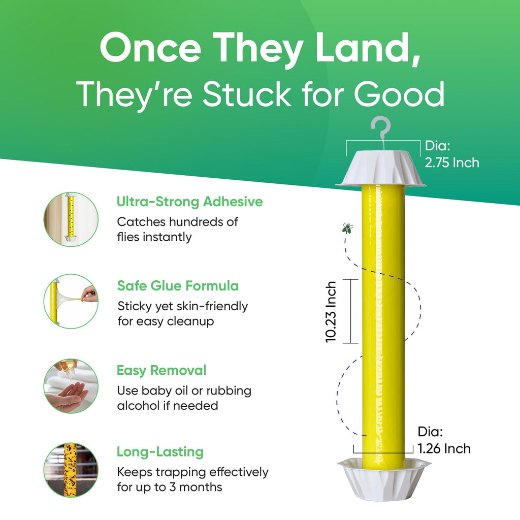 Sticky Fly Trap Indoor & Outdoor Pack of 4 | Hanging Fly Stick for Gnats, Flies, Wasps, Mosquitoes & Other Flying Bugs | Fly Trap Sticky | Home Pest Control | Flying Insect Trap Rolls | Ucatch