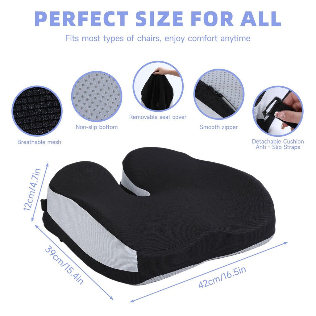 Seat Cushions for Office Chairs Wheelchair Cushion for Long Sitting Back Pain，Coccyx Cushion for Tailbone Pain Relief Cushion Office Chair Butt Pillow，Memory Foam Seat Car Computer Desk Chair Cushion