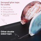 Scrapbook Tape, 4 Pack Double Sided Tape Roller for Crafts, Adhesive Glue Runner Scrapbooking Supplies Journaling School Office Teacher Supplies, 0.3IN x 26FT, Clear Light-Colored Shell