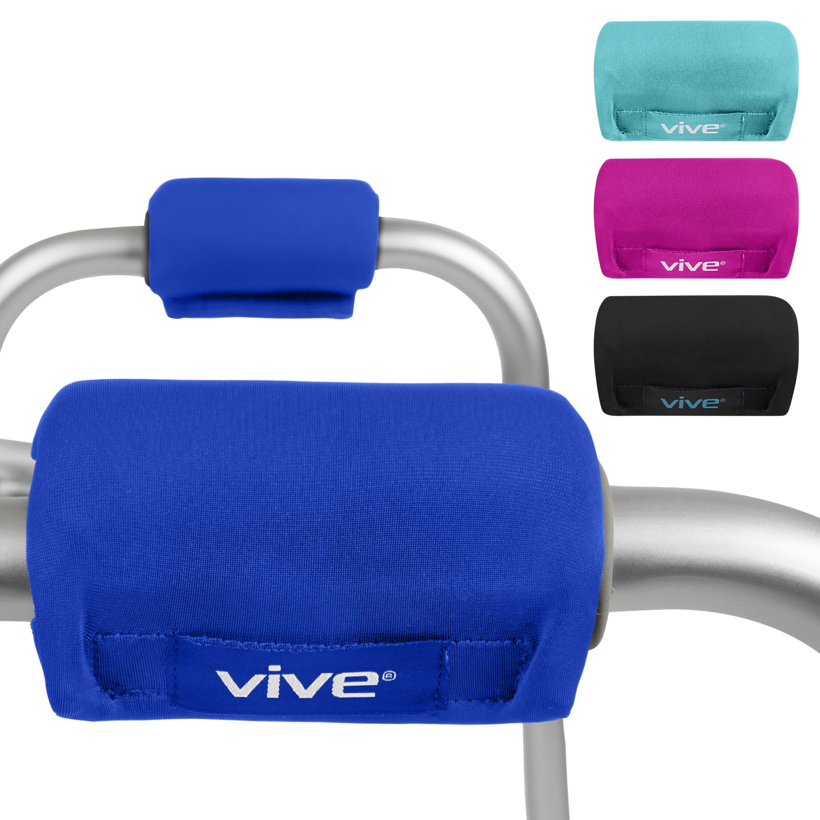 Vive Walker Handle Cushions - Padded Hand Covers - Soft Padding Medical Accessories for Folding Rolling Wheelchair, Rollator Handle, Senior, Elderly Grippers - Foam Crutch Pads Grips - Mobility Aid (Blue)