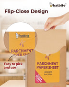 Katbite 200Pcs 12x16 In Unbleached Parchment Paper for Baking, Precut Parchment Paper Sheets, Heavy Duty Flat Baking Paper, Half Sheet Baking Sheets for Baking Cookies, Cooking, Air Fryer, Oven