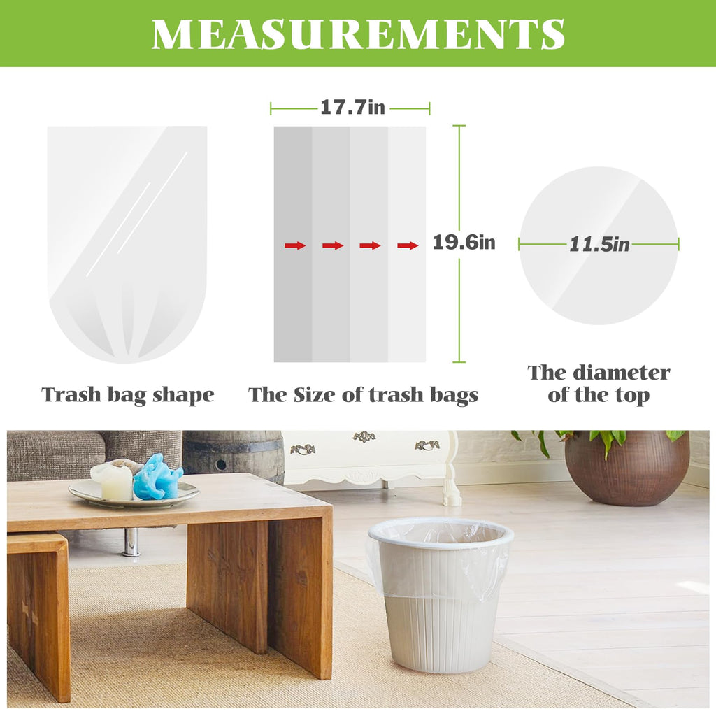 Small Trash Bags 4 Gallon 120 Counts Garbage Bags, Bathroom Trash Can Bin Liners, Small Plastic Bags for home office kitchen, fit 12-15 Liter, 3,3.5,4.5 Gal, Clear