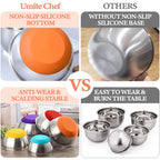 Umite Chef Mixing Bowls with Airtight Lids Set, 8PCS Stainless Steel Nesting Bowls Set, 3 Grater Attachments & Non-Slip Bottoms, Size 5, 4, 3.5, 2, 1.5QT for Baking & Mixing(Colorful)