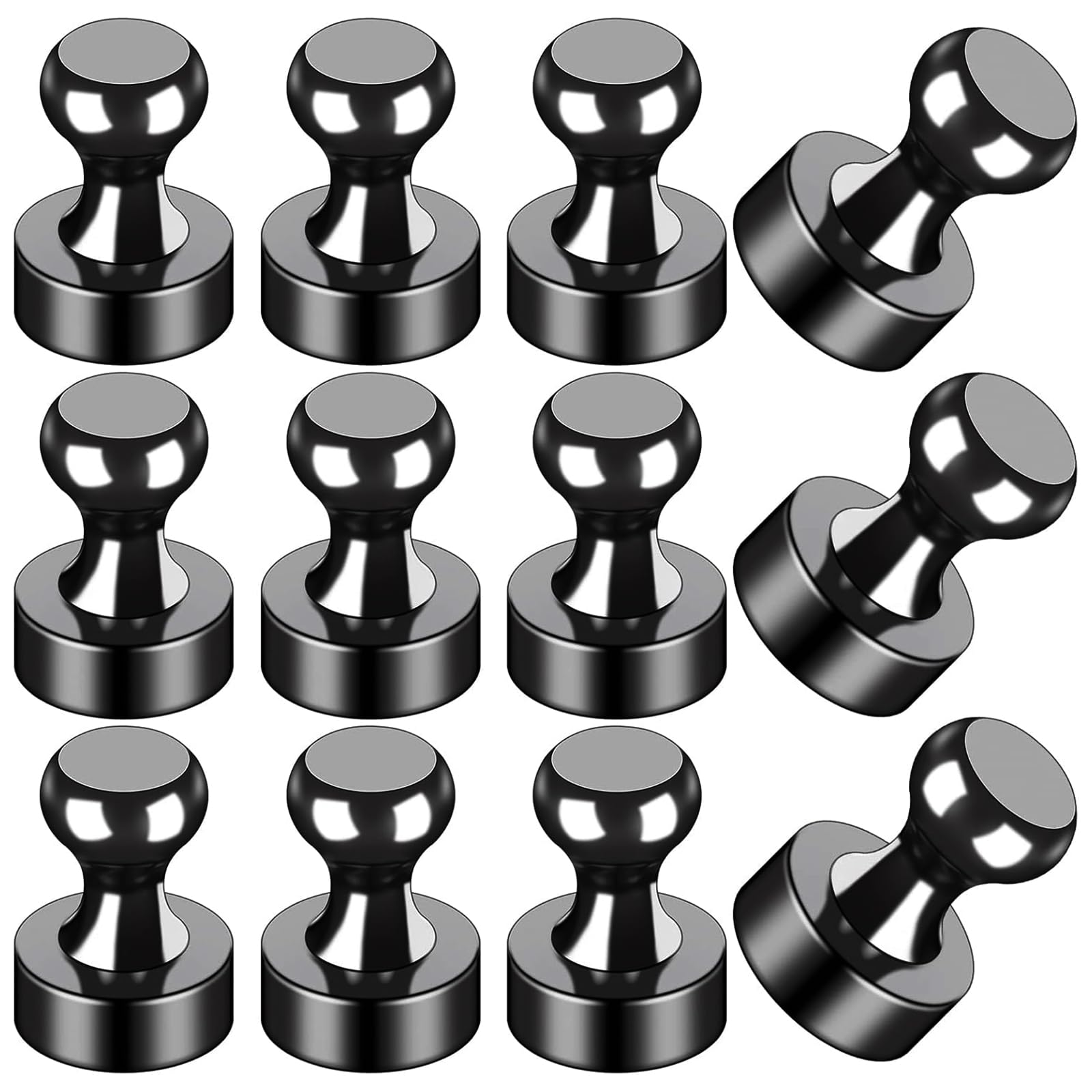 Fridge Magnets 12Pcs Refrigerator Whiteboard Small Strong Magnet Classroom Kitchen Accessories Decorative Locker Set Decor Must Haves Office Calendar Refrigerador Magnetic Cute Crafts Black