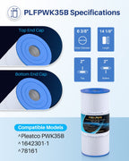 POOLPURE PWK35B SPA Filter Replaces Hot Springs Limelight Series Spa Filters, Watkins 1642301-1, 78161, 78286, Pleatco PWK35B, Filbur FC-3921, SD-01386, 35 sq. ft. 2PACK (White-Standard)