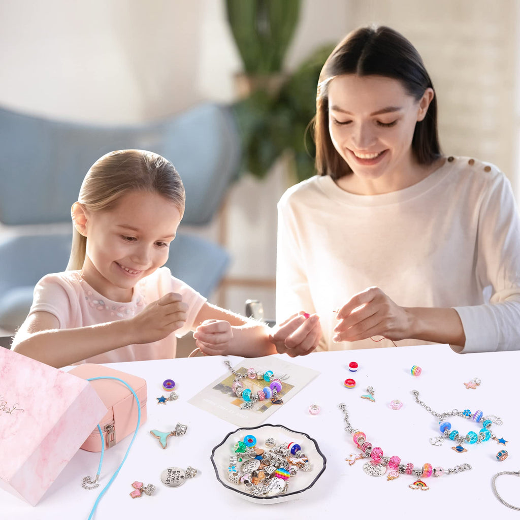 ELLENER Kids Bracelet Making Kit for Girls, Gifts for Girls Ages 3 4 5 6 7 8 9 10 11 12 Year Old,Girl Gifts Ideas,Girl Toys, 68 Pcs Crafts for Girls 8-12
