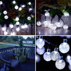 White 2-Pack 100 LED 64FT Crystal Globe Solar Christmas Lights Outdoor, Waterproof Solar String Lights Outdoor Decorative, 8 Lighting Modes Solar Patio Lights for Christmas Decor Garden Wedding Party