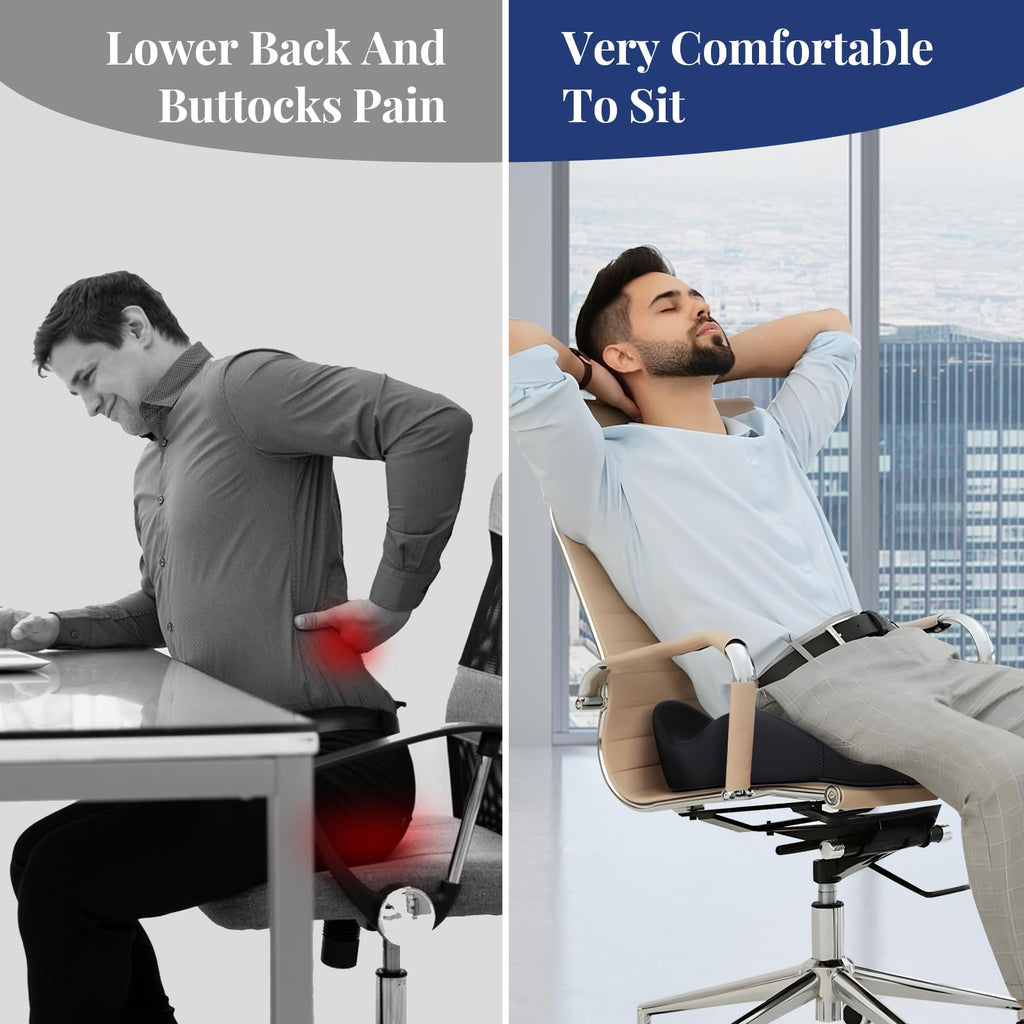 Benazcap Large Wheelchair Cushions Seat Cushions, Coccyx Cushion for Tailbone Pain Relief, Office Chair Cushions/Car Seat Cushion for Pressure Relief Sciatica Pain Relief for Long Sitting-Black