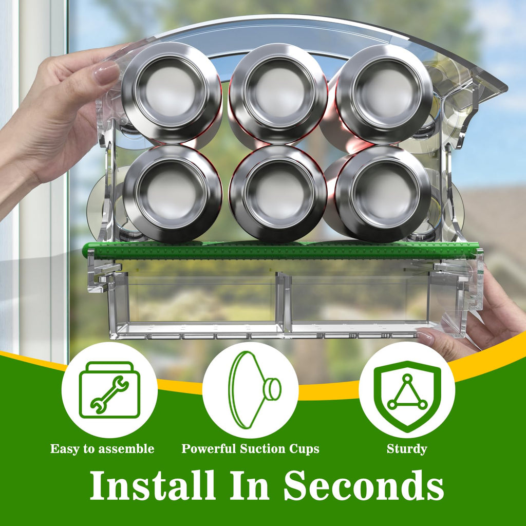 2 Pack Window Bird Feeder with Strong Suction Cups Durable and Sturdy Large Acrylic Clear Bird Feeder for Window Viewing, Bird House for Outdoors Window Viewing, Bird Watching Gifts for Elderly Kids